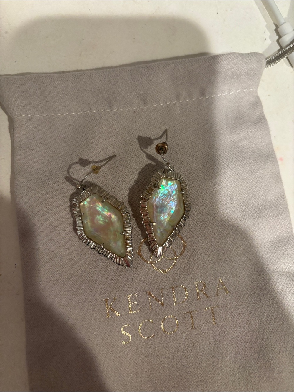 Kendra Scott Tessa  Iridescent Abalone and silver Earrings